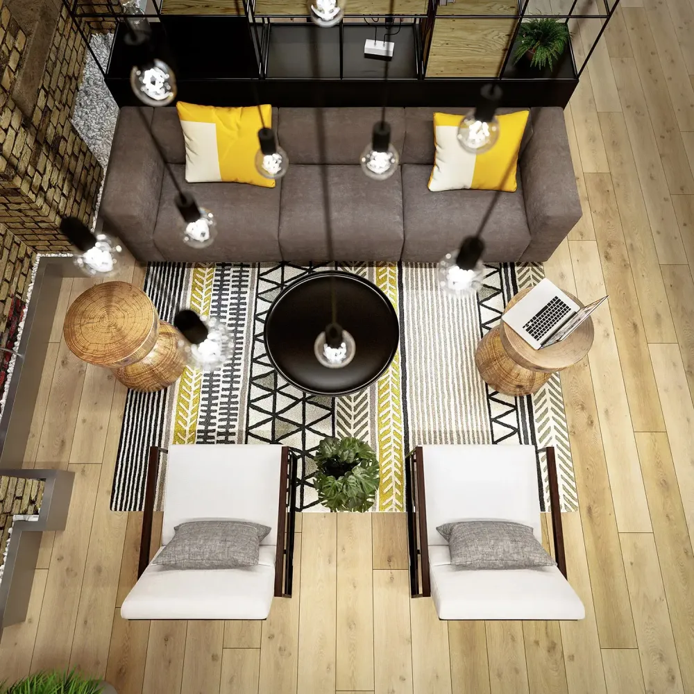 3D rendering of modern Scandinavian apartment kitchen interior