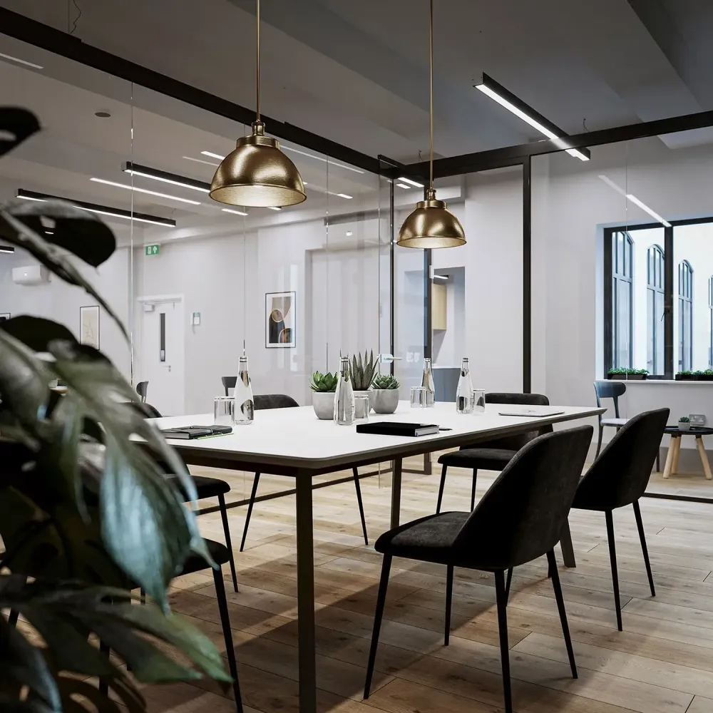 3D rendering of modern Scandinavian apartment kitchen interior