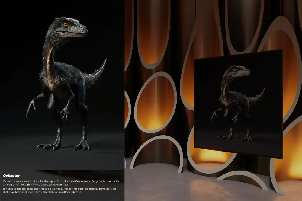 3D visualization of natural history museum exhibit with Titanosaur display
